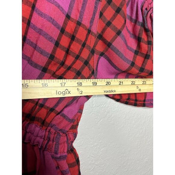 Free People Pacific Dawn Plaid Wool Blend Shirt Drawstring Waist Snap Front Med - Picture 10 of 10